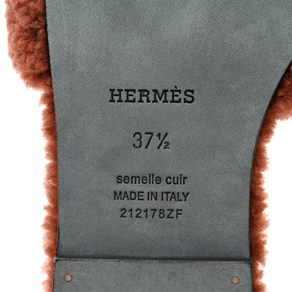 Hermes Woolskin Oran Sandals 37.5 Cognac 7 of 8