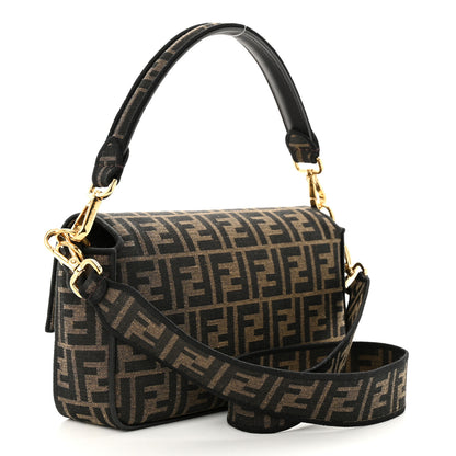 Fendi Fabric Jacquard FF 1974 Medium Baguette Tobacco Moro Black 3 of 10