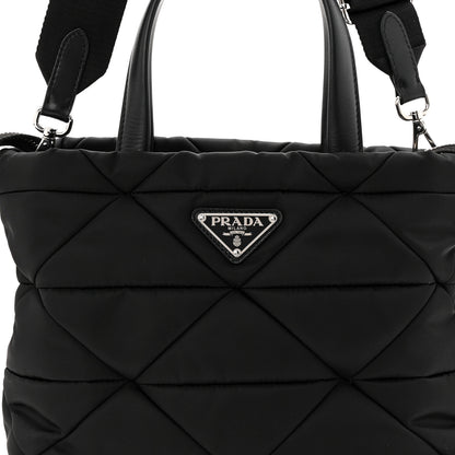 Prada Re-Nylon Nappa Triangle Quilted Padded Double Handled Zip Pocket Tote Black 9 of 11