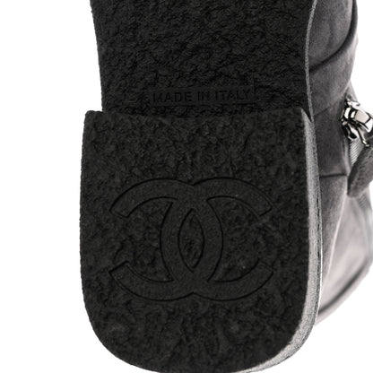 Chanel Suede Calfskin Cap Toe Short Boots 35 Dark Grey Black 8 of 10