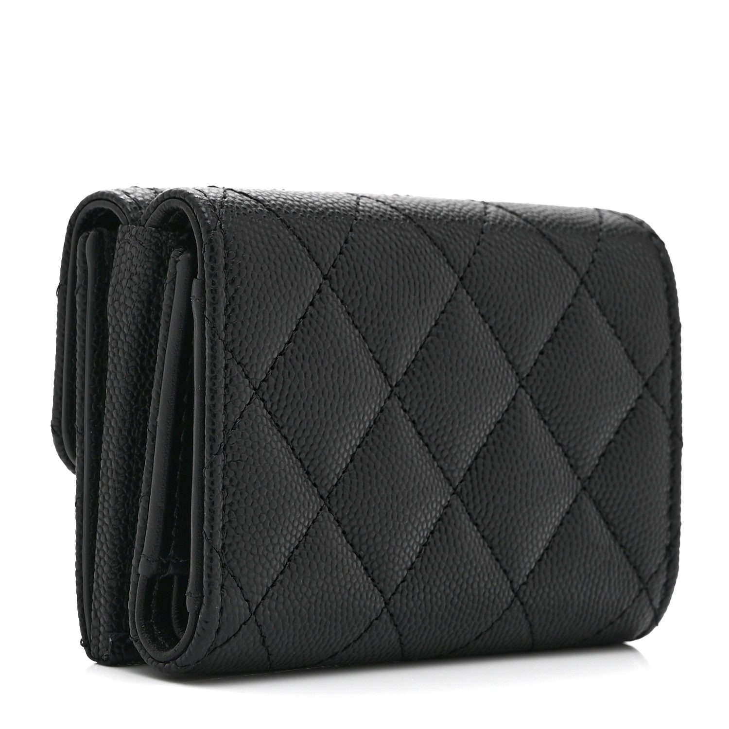 Chanel Caviar Quilted Enamel Coco Casino Double Flap Wallet Black 3 of 7