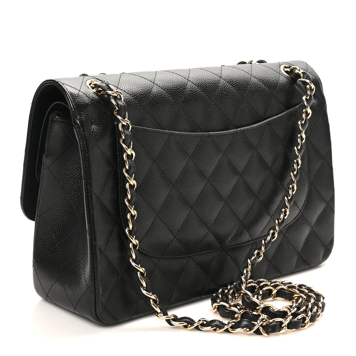 Caviar Quilted Jumbo Double Flap Black