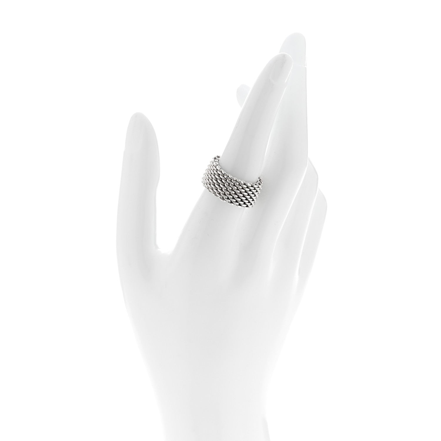 Tiffany Sterling Silver Somerset Mesh Ring 54 6.75 2 of 4