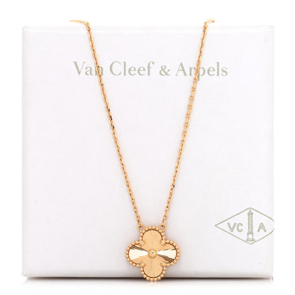 Van Cleef & Arpels 18K Yellow Gold Guilloche Vintage Alhambra Pendant Necklace 5 of 5