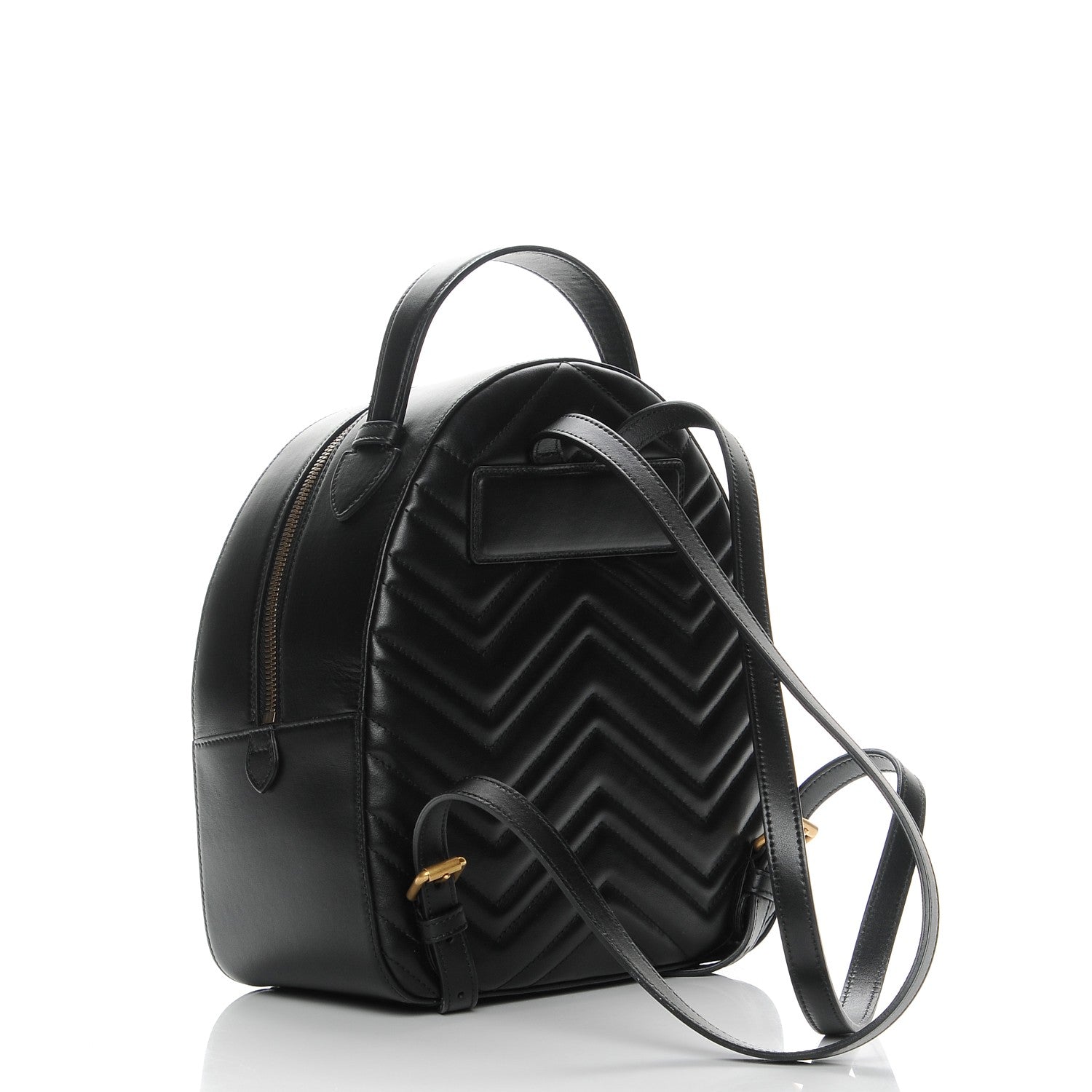 Gucci Calfskin Matelasse Animal Studs GG Marmont Dome Backpack Black 3 of 7