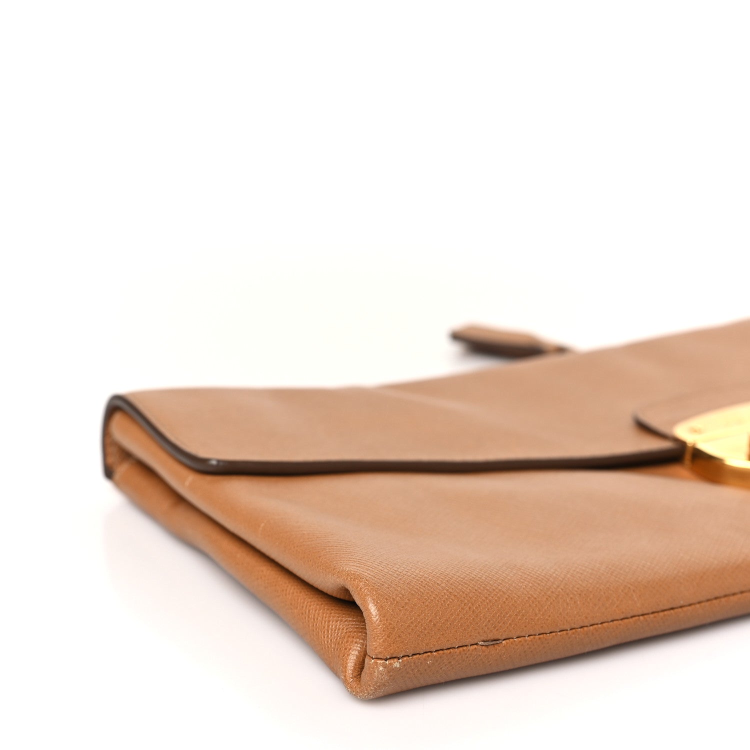 Prada Saffiano Flap Clutch Caramel 7 of 10