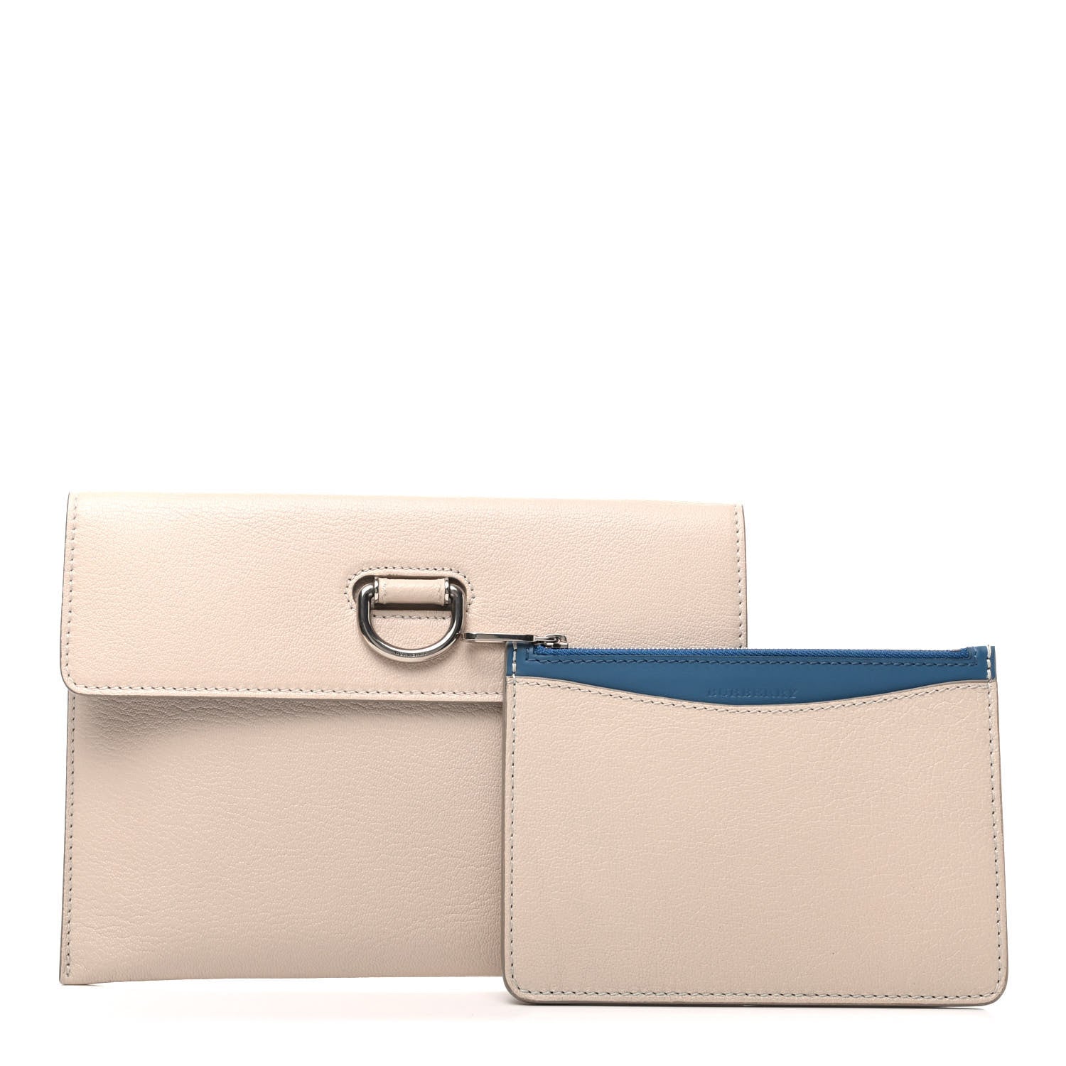 Burberry Goatskin Pendleton D-Ring Clutch Stone 1 of 6