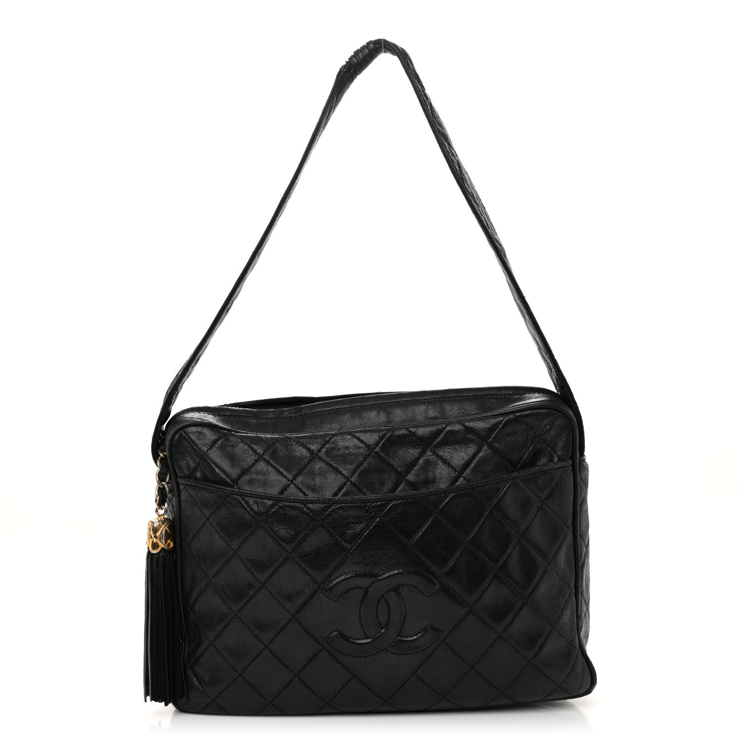 Chanel Lambskin Quilted CC Tassel Camera Case Black 1 of 13