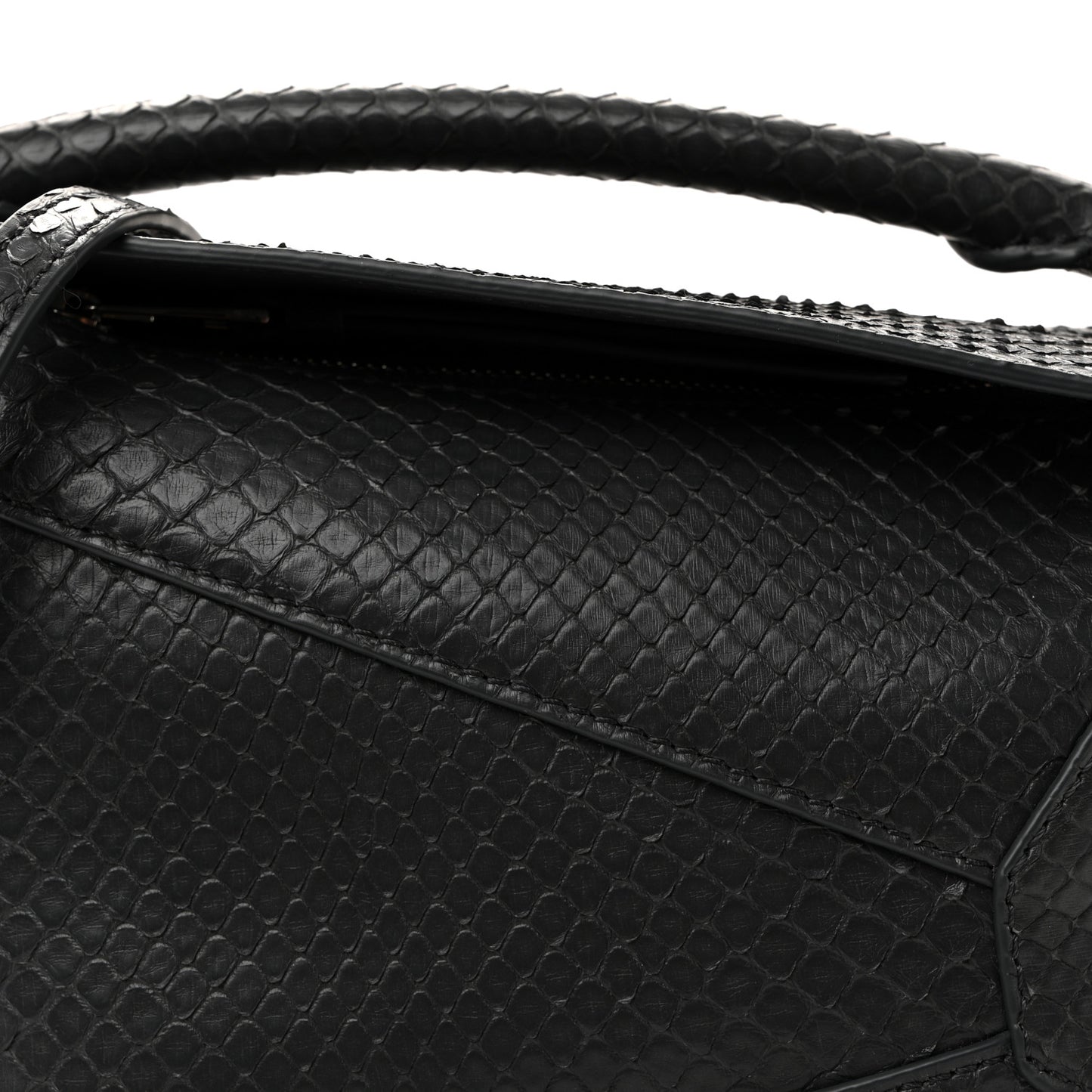 Snakeskin Mini Puzzle Bag Dark Grey