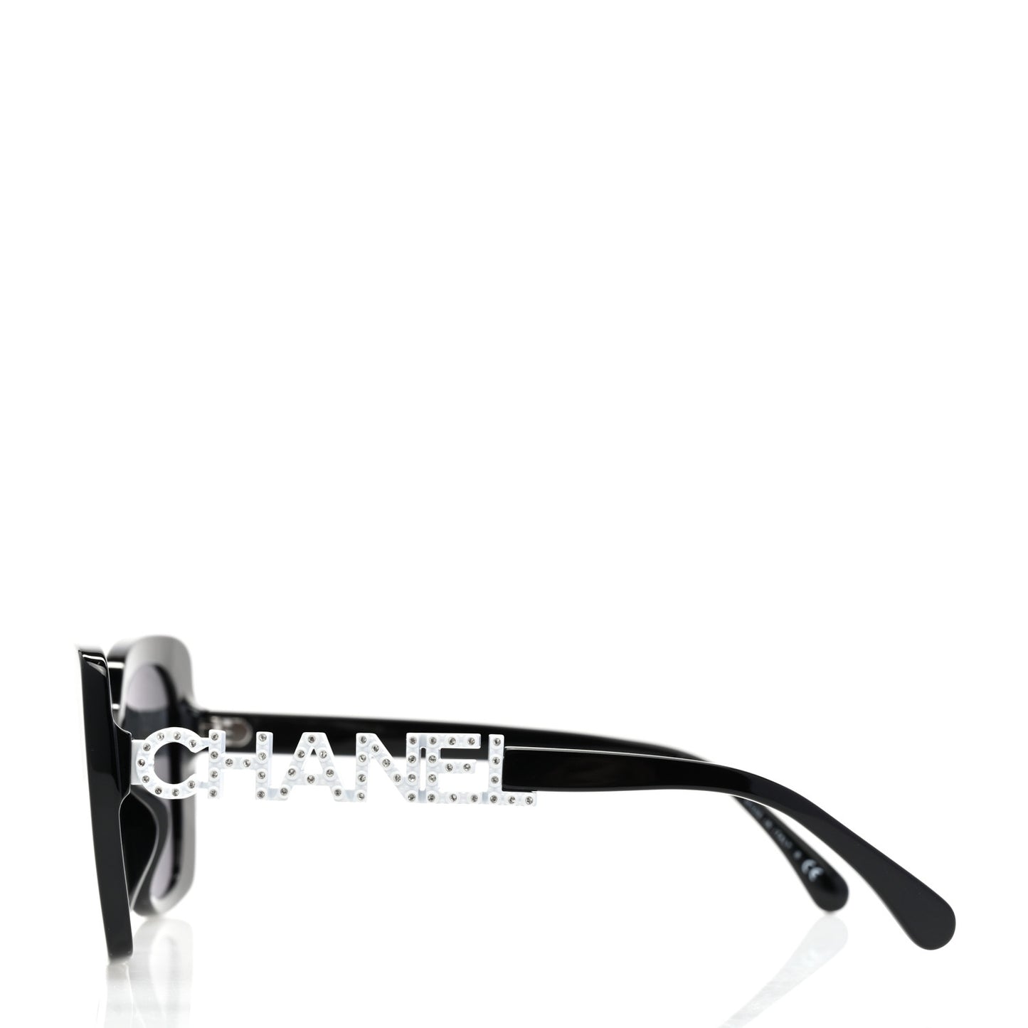 Acetate Strass Polarized Square Sunglasses 5422-B-A Black White