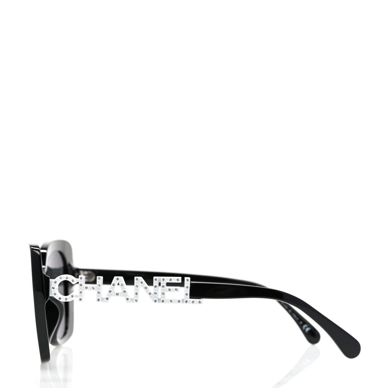 Chanel Acetate Strass Polarized Square Sunglasses 5422-B-A Black White 3 of 8
