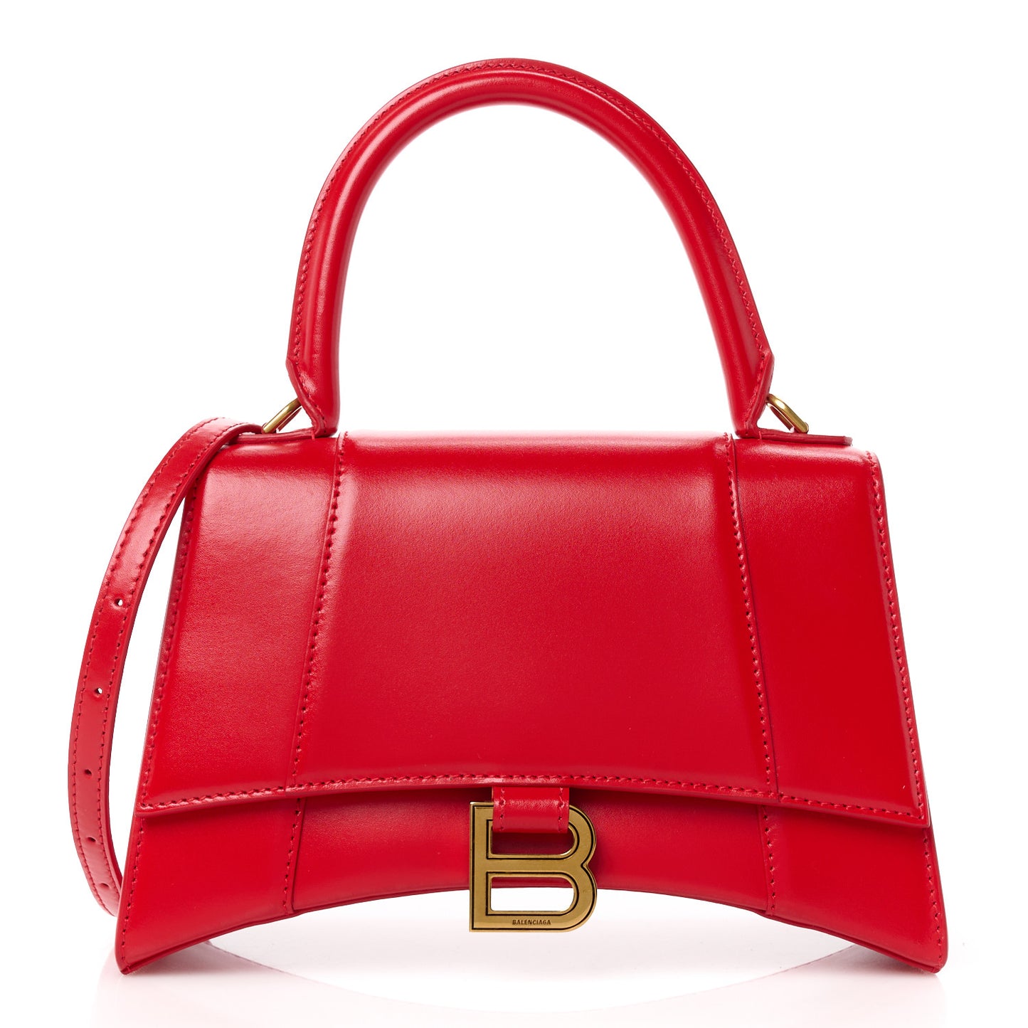 Shiny Box Calfskin Small Hourglass Top Handle Bag Bright Red