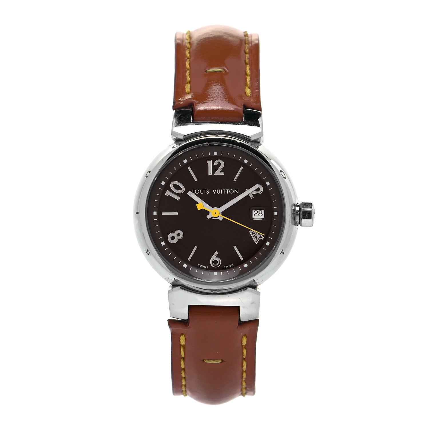 Louis Vuitton Stainless Steel Calfskin 28mm Tambour Quartz Watch 1 of 7
