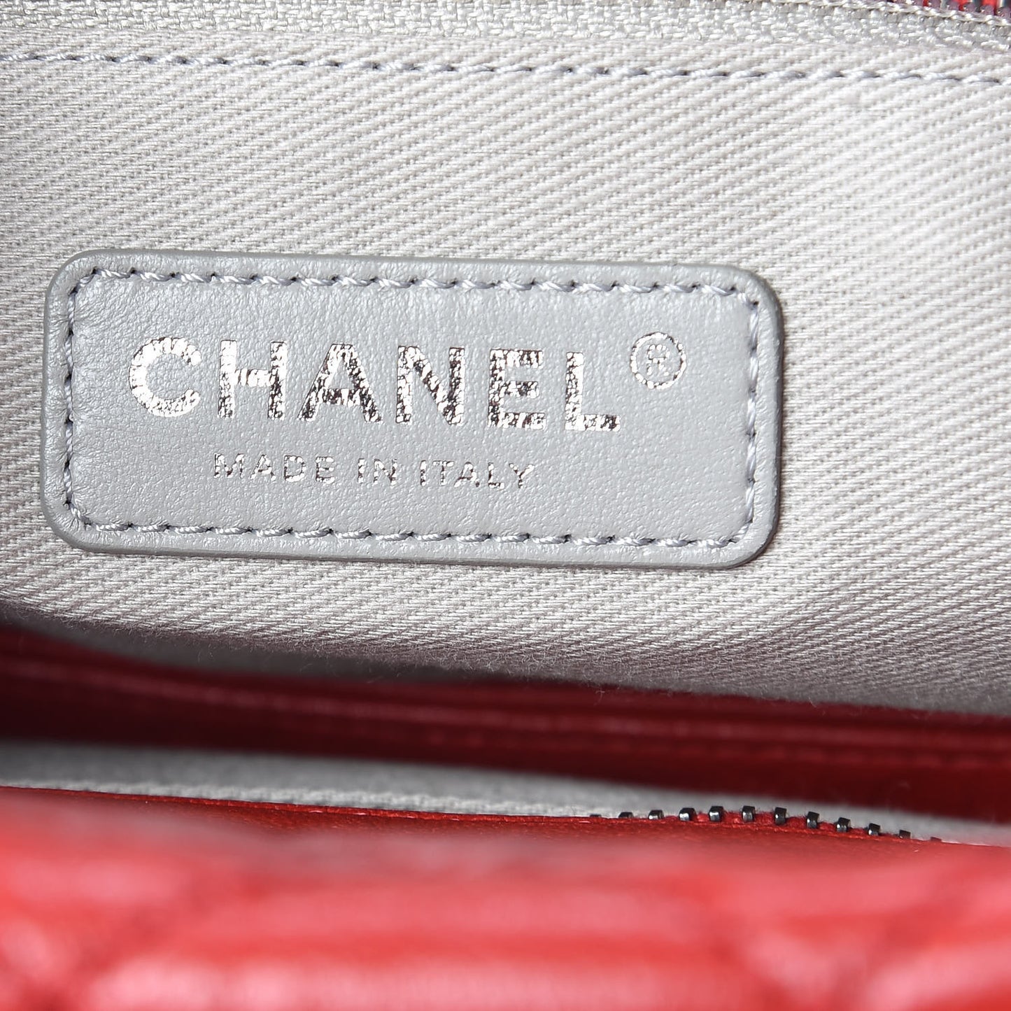 Calfskin Quilted Front Pocket Tote Red