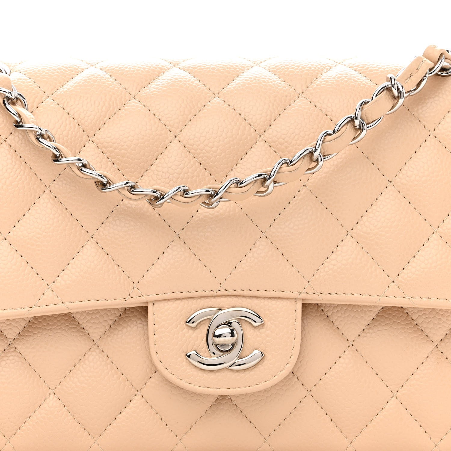Chanel Caviar Quilted Medium Double Flap Beige 8 of 14