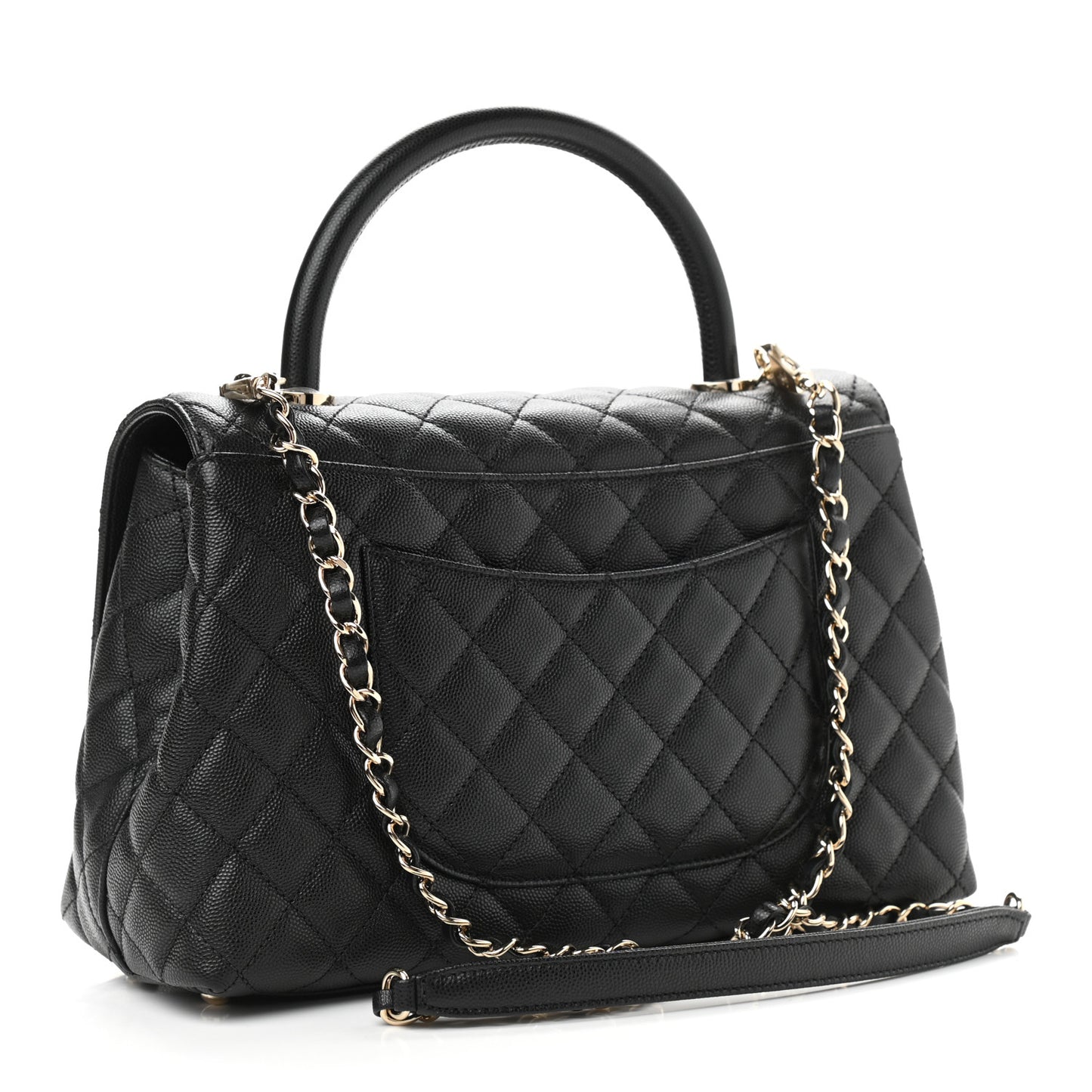 Caviar Quilted Small Coco Handle Flap Black
