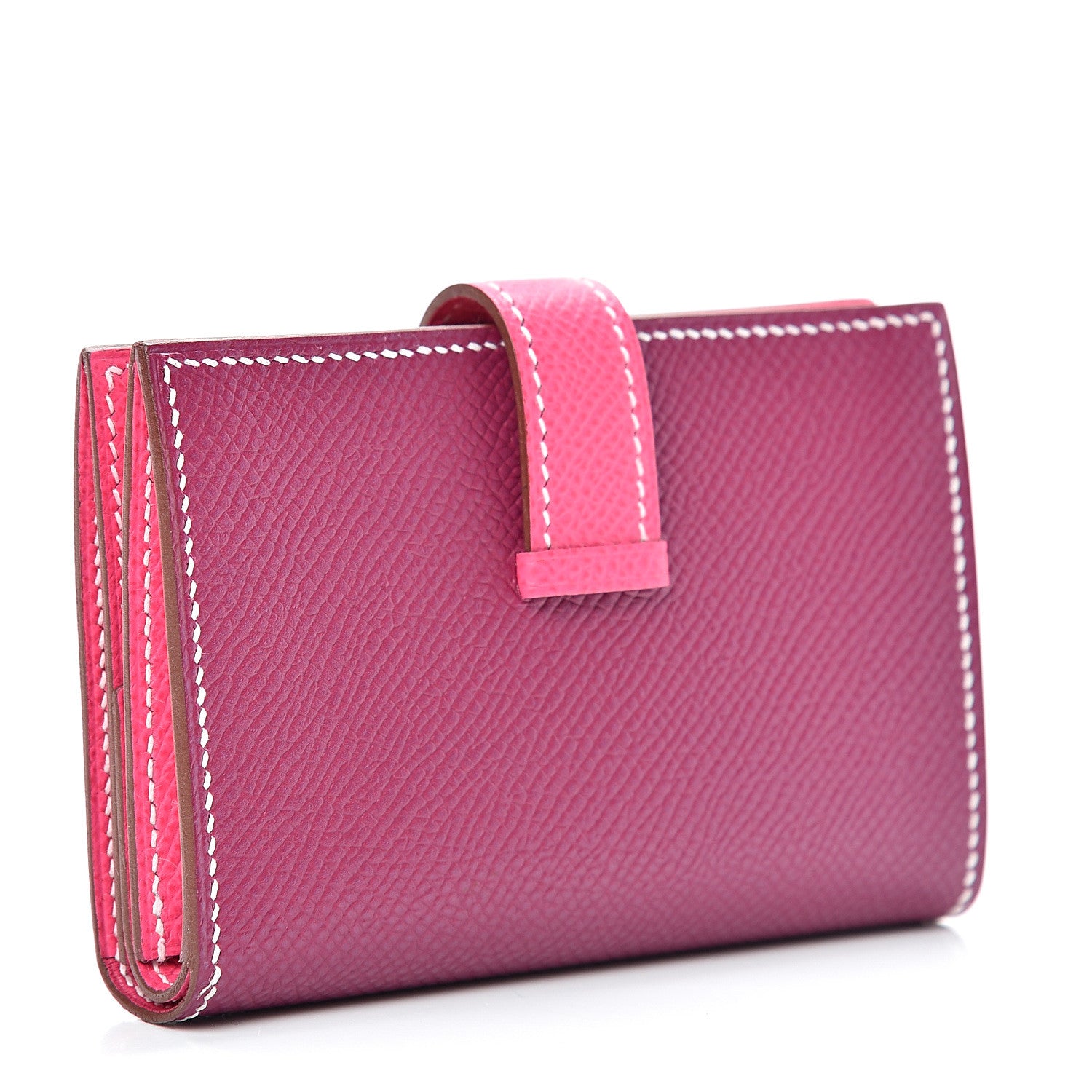 Hermes Epsom Bi-Color Mini Bearn Wallet Tosca Rose Tyrien 2 of 7