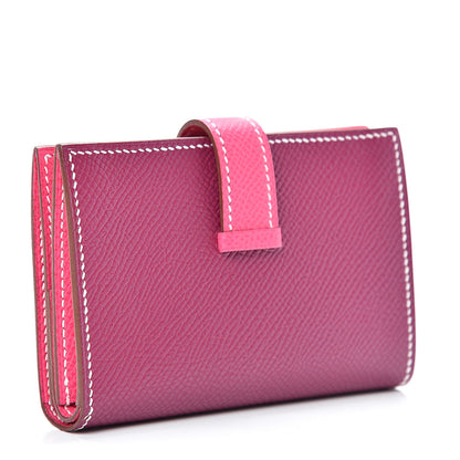 Hermes Epsom Bi-Color Mini Bearn Wallet Tosca Rose Tyrien 2 of 7