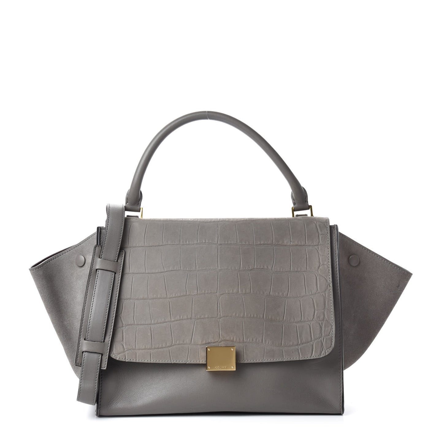 Crocodile Embossed Nubuck Medium Trapeze Grey
