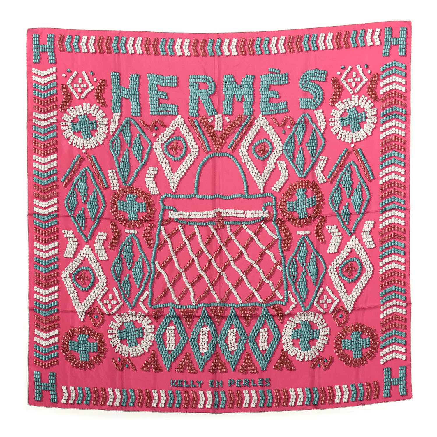 Hermes Silk Kelly En Perles Wash Scarf 140 Rose Indien Canard Gris Perle 1 of 2