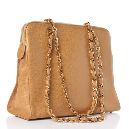 Chanel Caviar Flap Shoulder Bag Beige 3 of 16