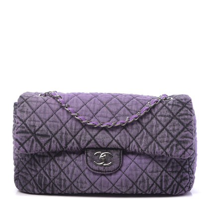 Chanel Denim Quilted Denimpression Flap Purple Black 1 of 10
