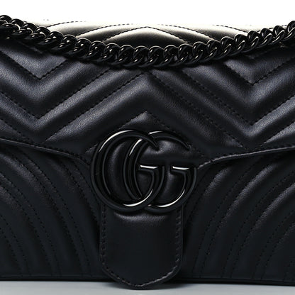 Gucci Calfskin Matelasse Monochrome Small GG Marmont Shoulder Bag Black 11 of 11