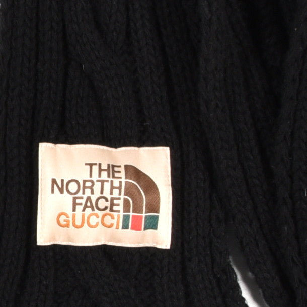 X NORTH FACE Wool Ribbed Knit Scarf Black