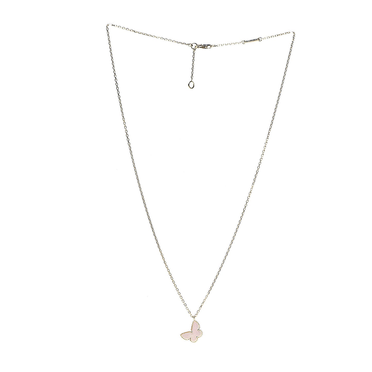 18K Yellow Gold Mother of Pearl Sweet Alhambra Butterfly Pendant Necklace