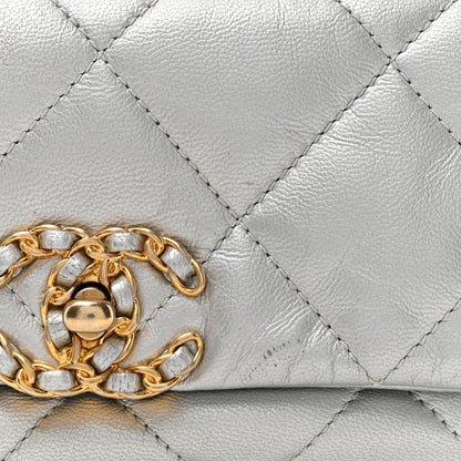 Chanel Metallic Goatskin Quilted Chanel 19 Waist Bag Silver 8 of 13