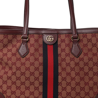 Gucci Monogram Textured Dollar Calfskin Web Medium Ophidia Shopping Tote Sahara Rubino Chardonnay 14 of 21