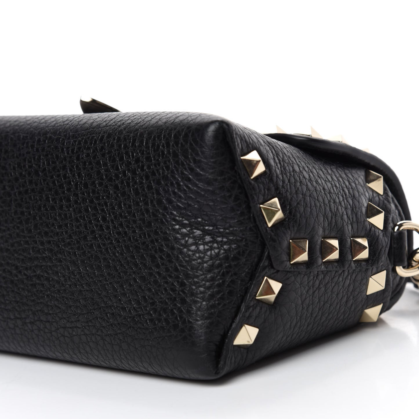 Pebbled Calfskin Mini Rockstud Crossbody Bag Black