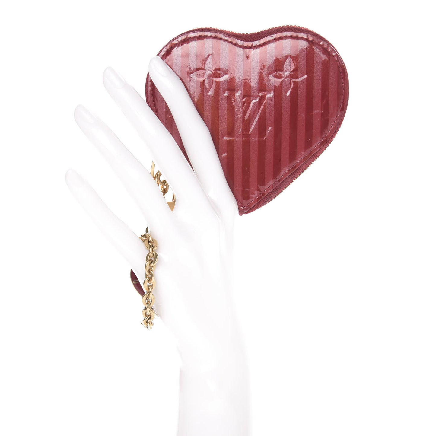 Vernis Rayures Coeur Heart Coin Purse Pomme D'Amour