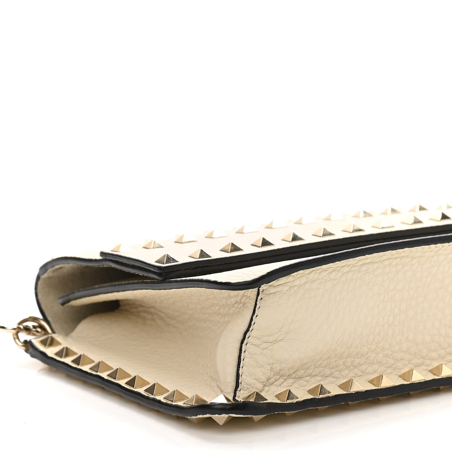 Valentino Garavani Pebbled Calfskin Rockstud Side Slip Crossbody Ivory 9 of 10