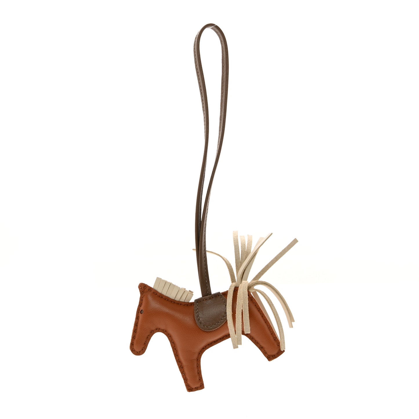 Milo Lambskin Grigri Rodeo Horse Bag Charm PM Gold Craie Etoupe
