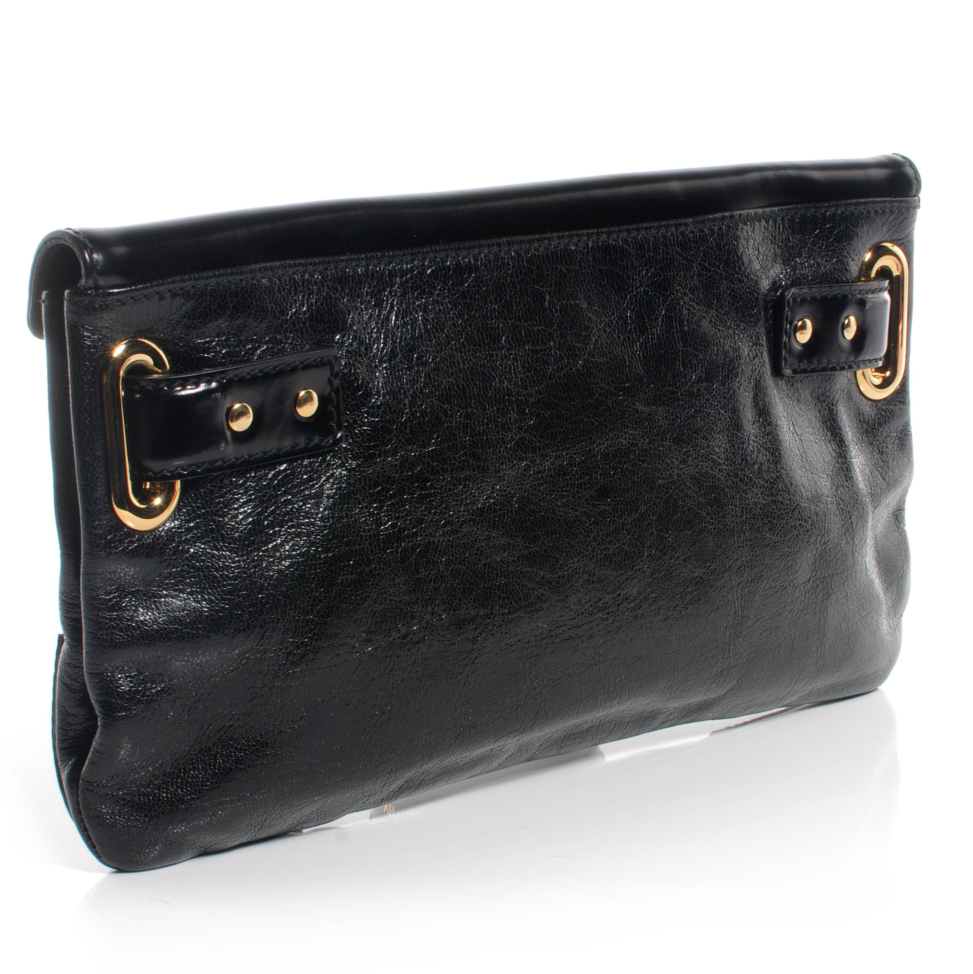 Balenciaga Leather Lune Clutch Black 3 of 7