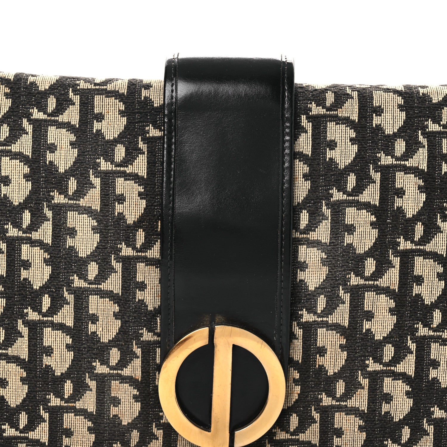 Christian Dior Monogram Flap Clutch Beige Black 7 of 13
