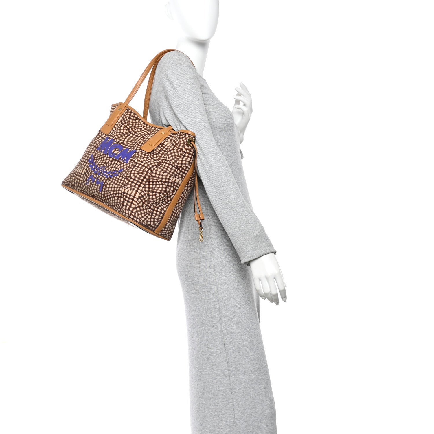 MCM Visetos Medium Liz Reversible Shopper Tote Cognac 2 of 15