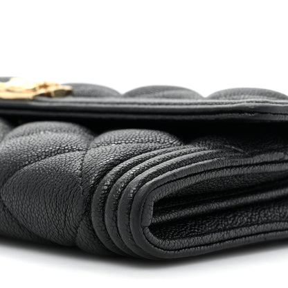 Chanel Caviar Quilted Large Boy Gusset Flap Wallet Black 10 of 12