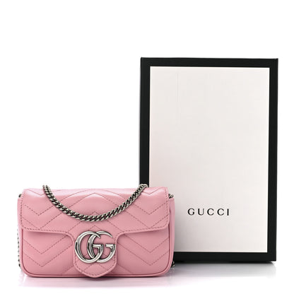Gucci Calfskin Matelasse Super Mini GG Marmont Shoulder Bag Wild Rose 12 of 12