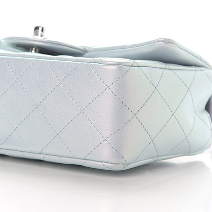 Chanel Iridescent Calfskin Quilted Mini Rectangular Flap Light Blue 9 of 9