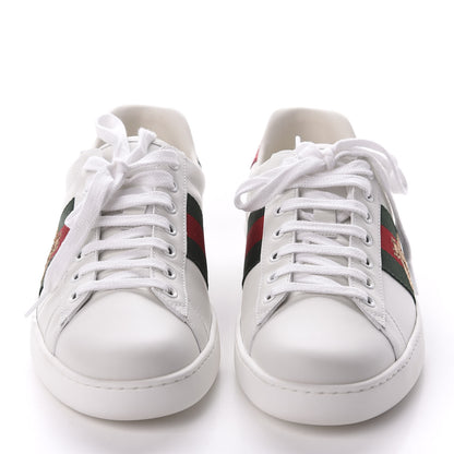 Gucci Miro Soft Calfskin Laminated Ayers Web Bee Embroidered Mens Ace Sneakers 8.5 White Red Flame Green 2 of 8
