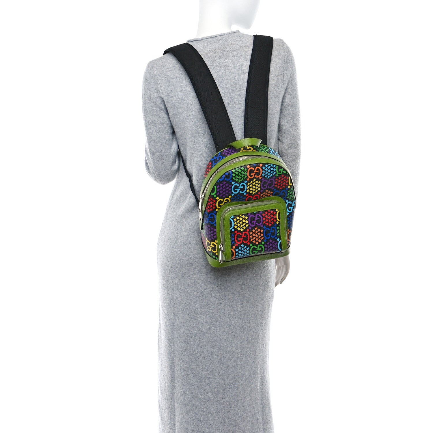 Gucci GG Supreme Monogram Psychedelic Small Day Backpack Green Multicolor 2 of 9