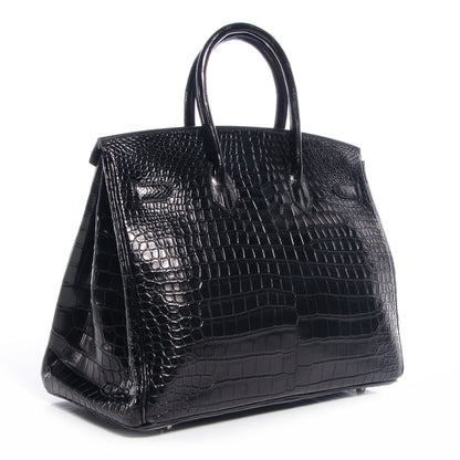 Hermes Matte Porosus Crocodile Birkin 35 Black 3 of 10