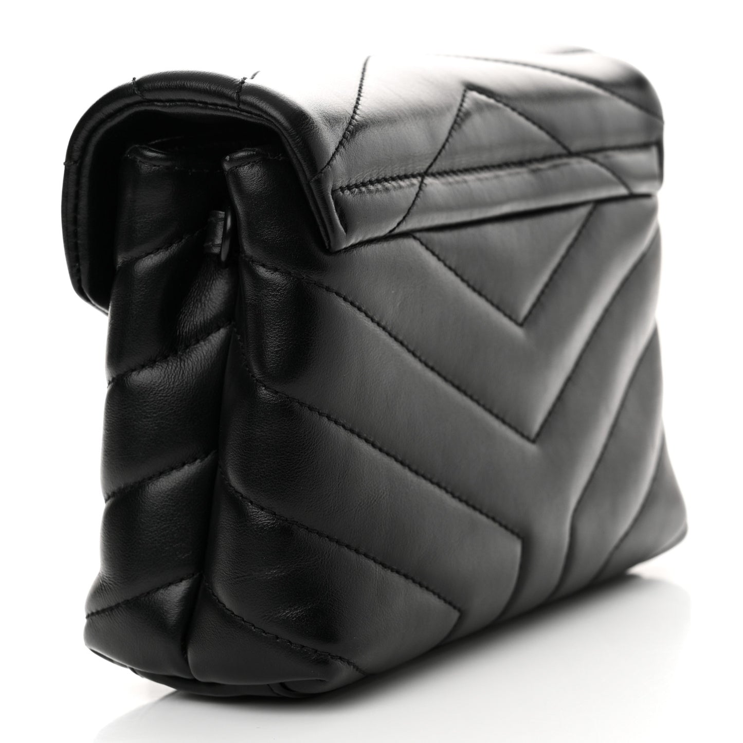 Calfskin Y Quilted Monogram Monochrome Toy Loulou Crossbody Bag Black