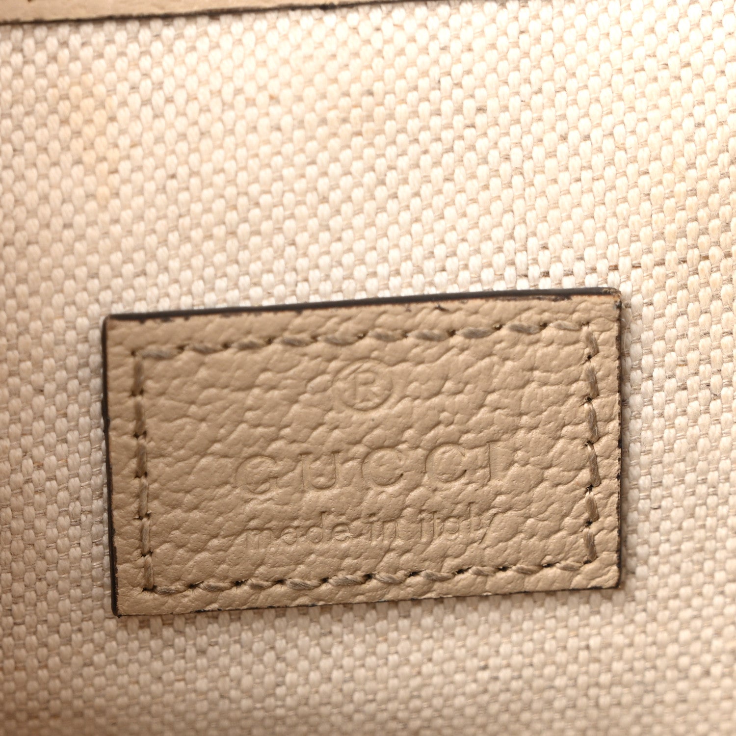Gucci GG Supreme Monogram Textured Dollar Calfskin Web Mini Chain Drawstring Backpack Beige Mystic White Oatmeal 6 of 13