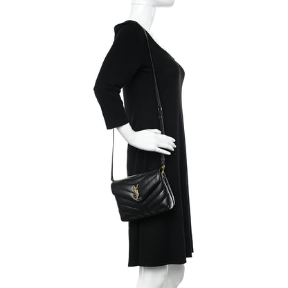 Saint Laurent Calfskin Y Quilted Monogram Toy Loulou Crossbody Bag Black 2 of 15
