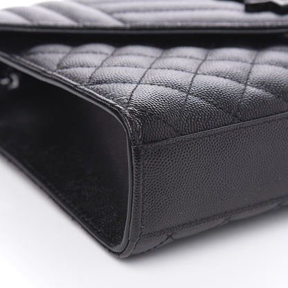 Saint Laurent Grain De Poudre Textured Mixed Matelasse Triquilt Medium Monogram Satchel Black 9 of 10