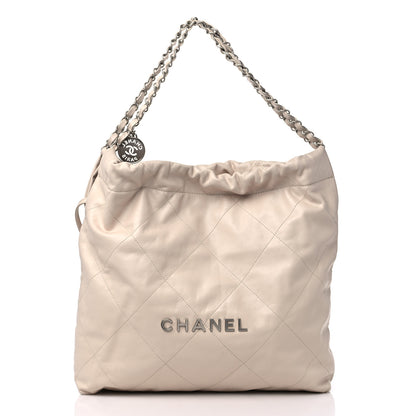 Chanel Shiny Calfskin Quilted Chanel 22 Light Beige 3 of 13