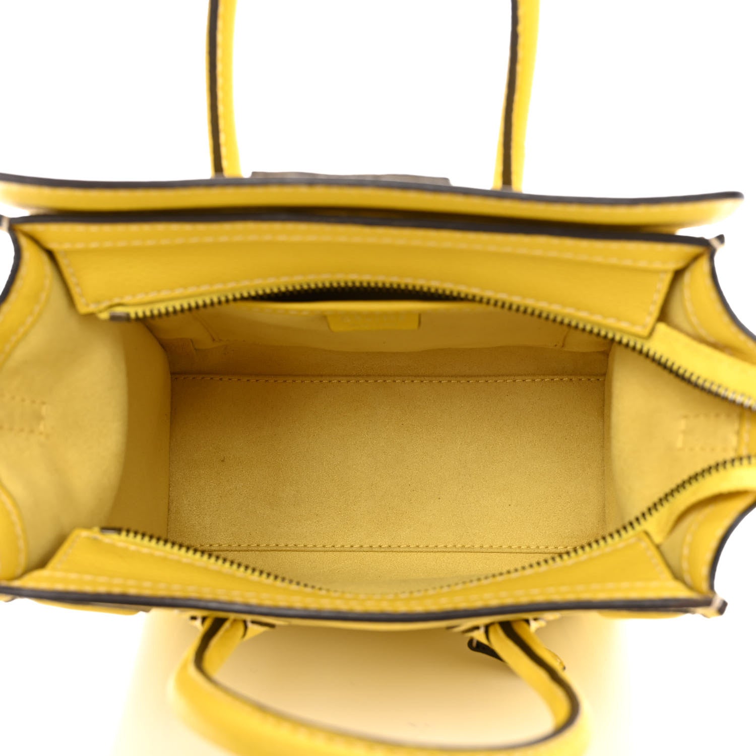Celine Drummed Calfskin Nano Luggage Citron 4 of 11